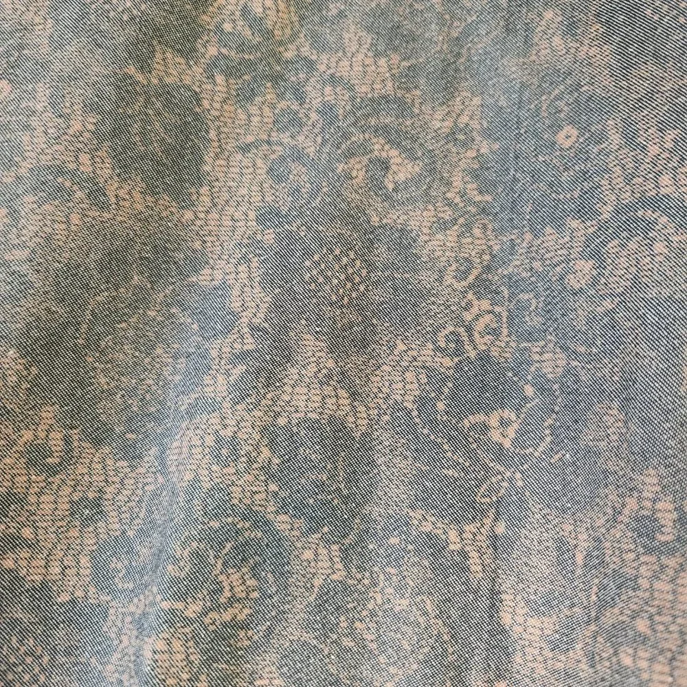 Ink Denim Bluegreen/Gold Brocade Paisley Floral Damask Stretch Pants Size 12